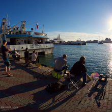 Рыбаки у морского порта Сочи. Fishermen at the sea port of Sochi